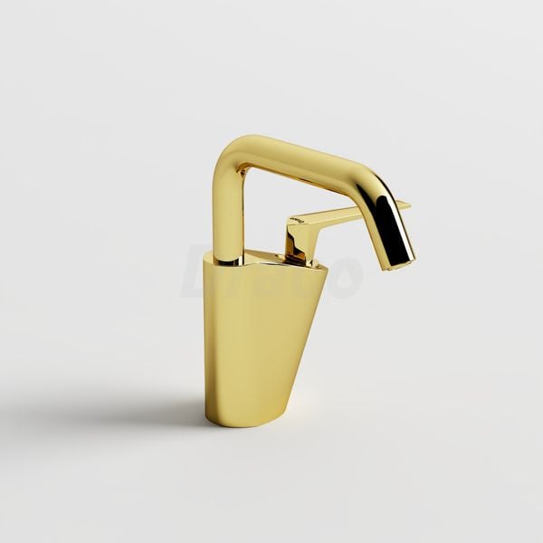 Vòi Lavabo Nóng Lạnh Draco F2161G Đồng Thau Mạ Vàng - Thiết Kế Tay Đa Giác/Tay Dẹp