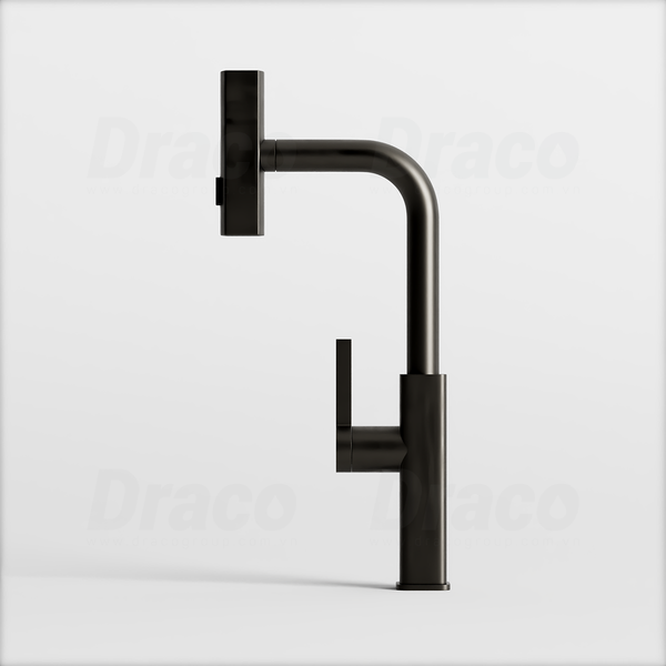 Vòi Rửa Chén Nóng Lạnh Inox 304 Phủ Sơn Tĩnh Điện Xám Dạng Rút Và Đổi Chiều Draco F3148IGR