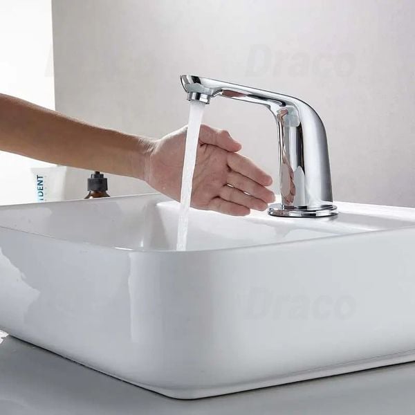 Vòi Lavabo Lạnh Đồng Thau Phủ Crom Cảm Ứng Một Chạm Draco F2206C