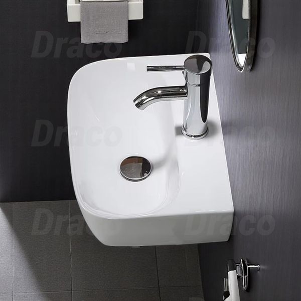 Lavabo Treo Không Ốp Chân Sứ Trắng Ceramic Cao Cấp Draco T2240S