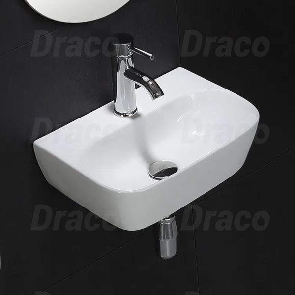 Lavabo Treo Không Ốp Chân Sứ Trắng Ceramic Cao Cấp Draco T2240S