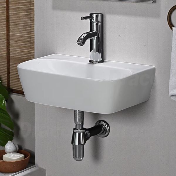 Lavabo Treo Không Ốp Chân Sứ Trắng Ceramic Cao Cấp Draco T2240S