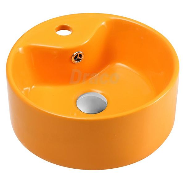 Lavabo Trẻ Em Đặt Bàn Hình Tròn Vòi 2 Tấc Draco LB3201 Màu Cam