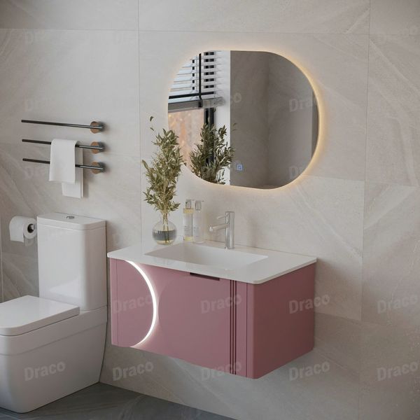 Tủ Lavabo Màu Hồng Draco T2182PH Chất Liệu Nhựa PVC Lõi Đặc Chống Nước Tuyệt Đối - Kèm Gương Led