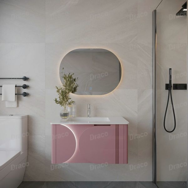 Tủ Lavabo Màu Hồng Draco T2182PH Chất Liệu Nhựa PVC Lõi Đặc Chống Nước Tuyệt Đối - Kèm Gương Led