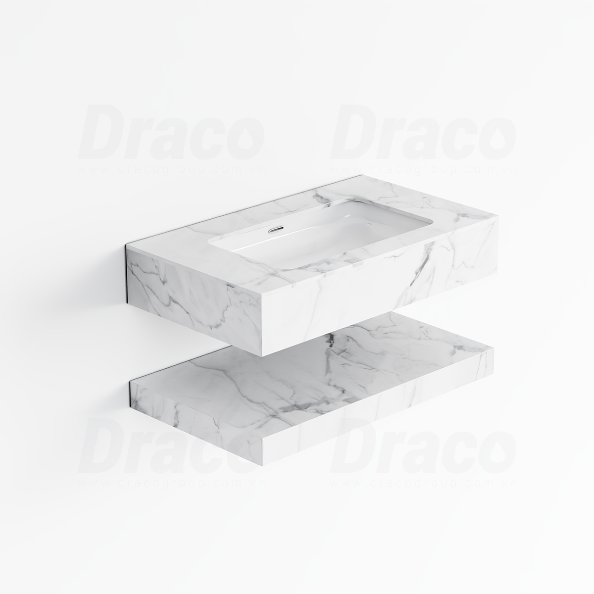 Bàn Đá 2 Tầng Chống Trầy Kiểu Lavabo Âm Draco T2202 (800x500mm)