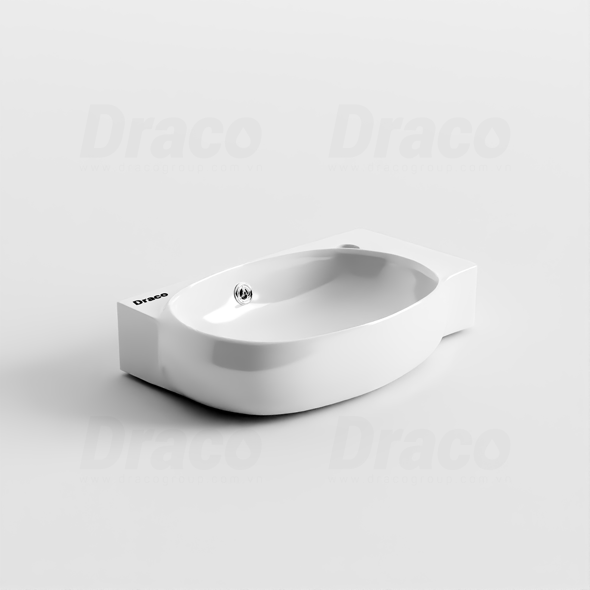 Lavabo Treo Góc Sứ Trắng Ceramic Cao Cấp Draco T2230S