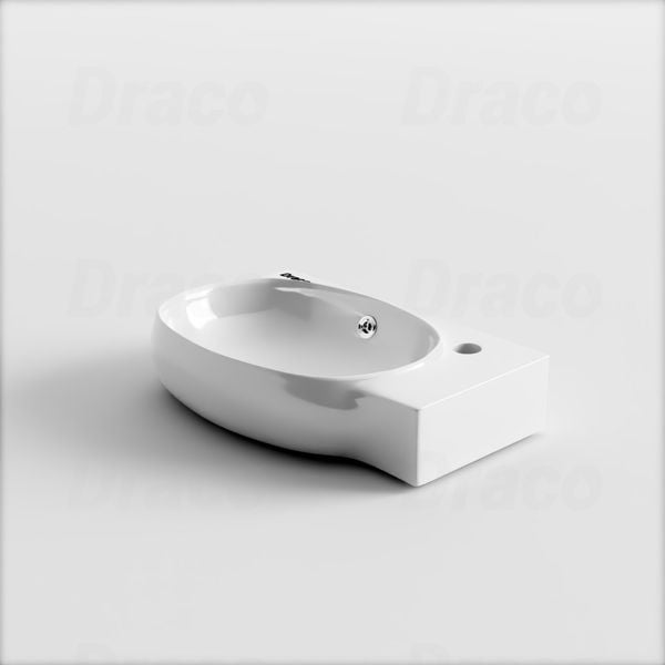 Lavabo Treo Góc Sứ Trắng Ceramic Cao Cấp Draco T2230S
