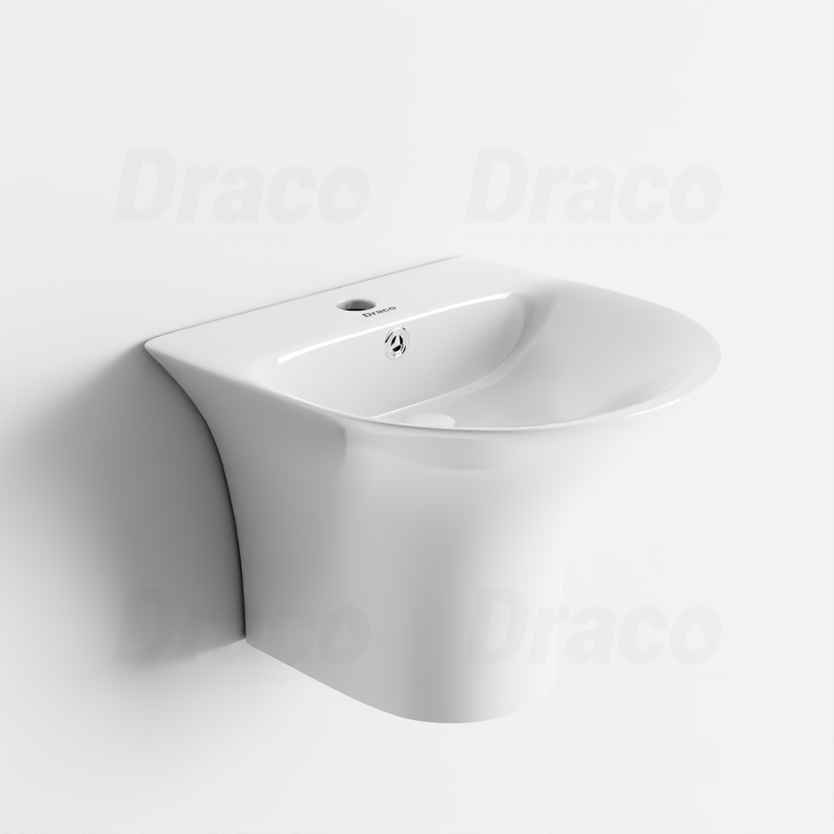 Lavabo Treo Liền Khối Sứ Trắng Ceramic Cao Cấp Draco T2237S