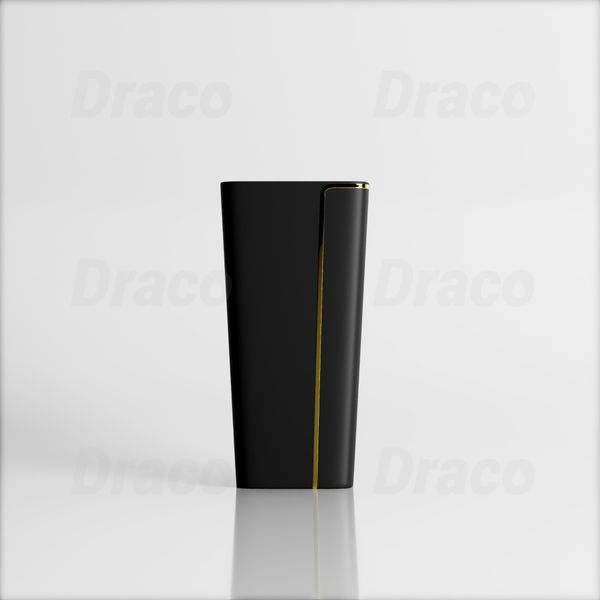 Lavabo Trụ Đứng Liền Khối Vuông Viền Vàng Draco T2404B - Màu Đen