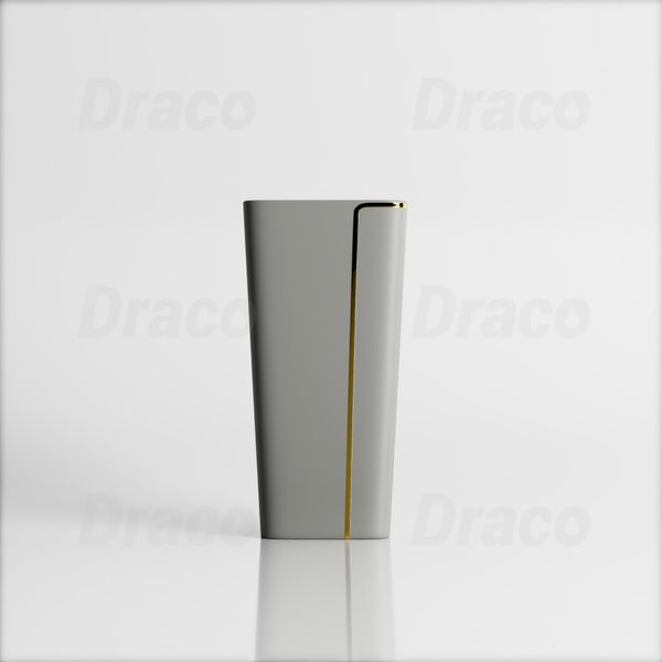 Lavabo Trụ Đứng Liền Khối Vuông Viền Vàng Draco T2404G - Màu Xám