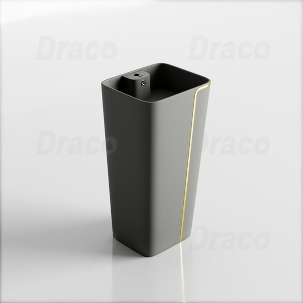 Lavabo Trụ Đứng Liền Khối Vuông Viền Vàng Draco T2404G - Màu Xám