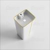 Lavabo Trụ Đứng Liền Khối Vuông Viền Vàng Draco T2404W - Màu Trắng