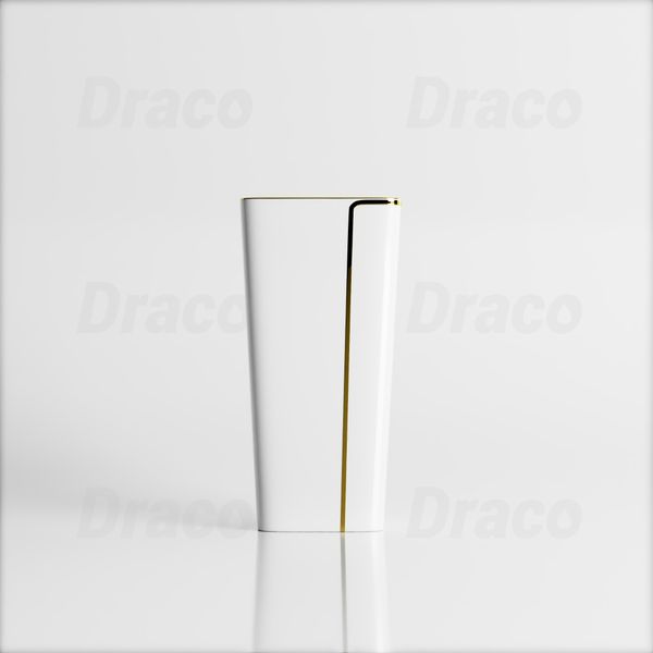 Lavabo Trụ Đứng Liền Khối Vuông Viền Vàng Draco T2404W - Màu Trắng