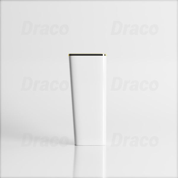 Lavabo Trụ Đứng Liền Khối Vuông Viền Vàng Draco T2404W - Màu Trắng