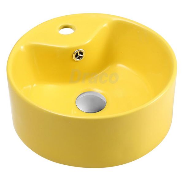 Lavabo Trẻ Em Đặt Bàn Hình Tròn Vòi 2 Tấc Draco LB3201 Màu Vàng
