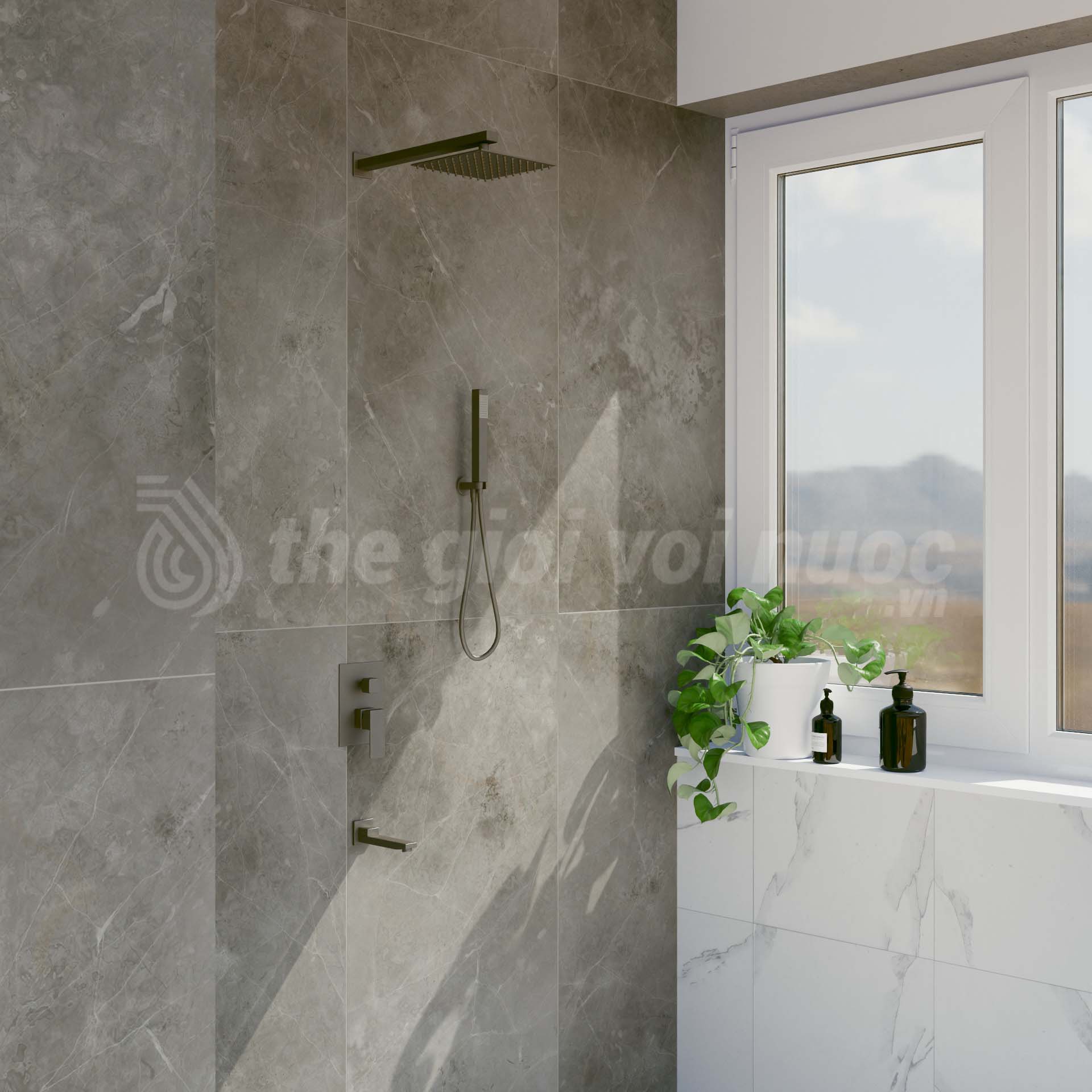 Sen cây inox 304 vuông âm tường.