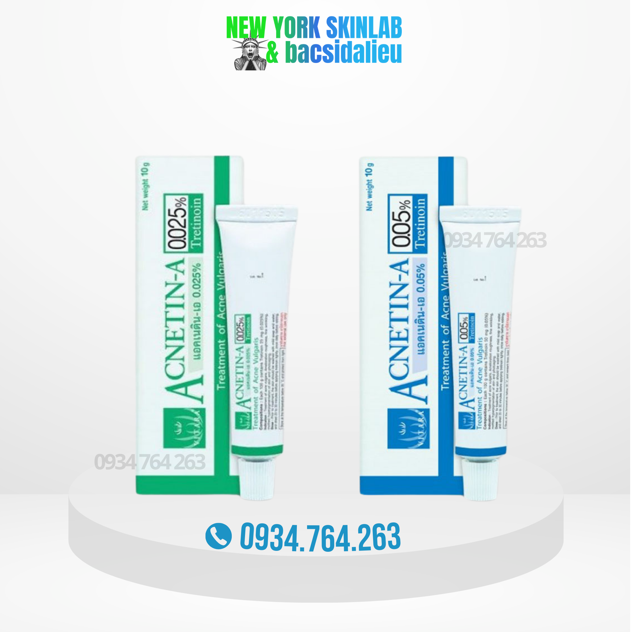 Hết] Acnetin-a Tretinoin cream USP (10g) tretinol 0.05 - 0.025