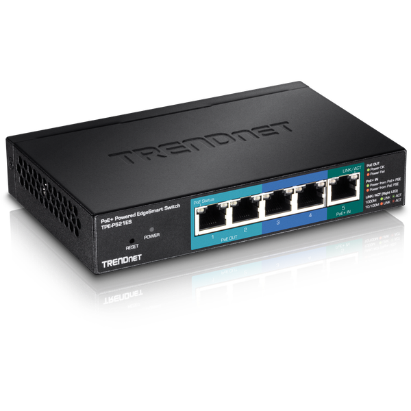 5-Port Gigabit PoE+ Powered EdgeSmart Switch with PoE Pass Through