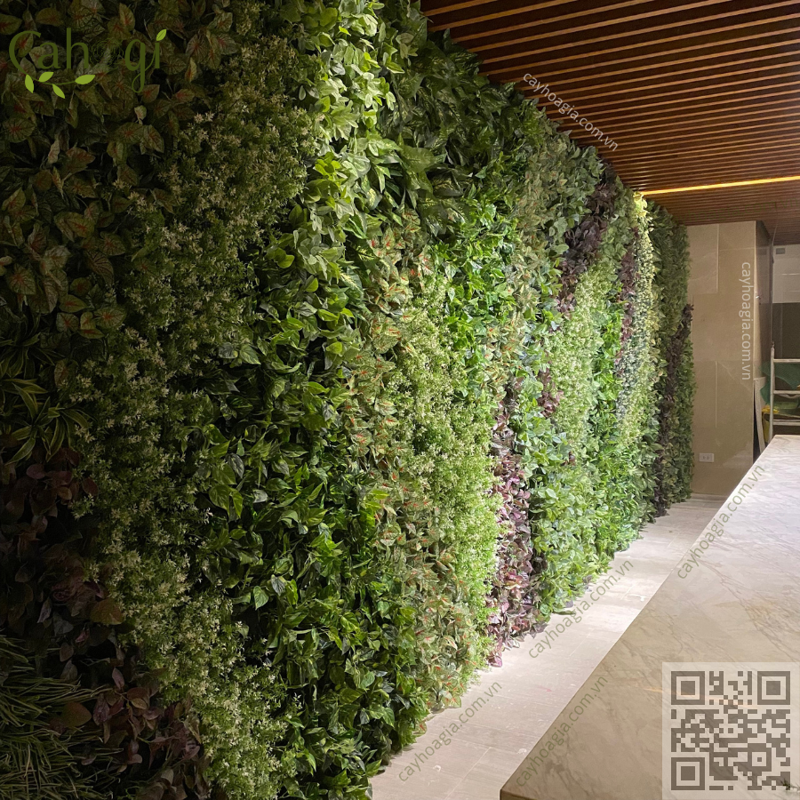 thi công tường cây giả