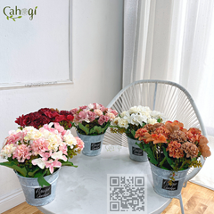 Hoa Giả - Chùm Tulip 5 Bông Trồng Hàng Rào Ban Công