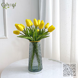 Bình Hoa Giả Cắm Sẵn - Bình Thuỷ Tinh 15 Bông Tulip 30 Cm