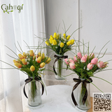 Bình Hoa Cắm Sẵn Cao Cấp Hoa TULIP Cao Su 15 Bông