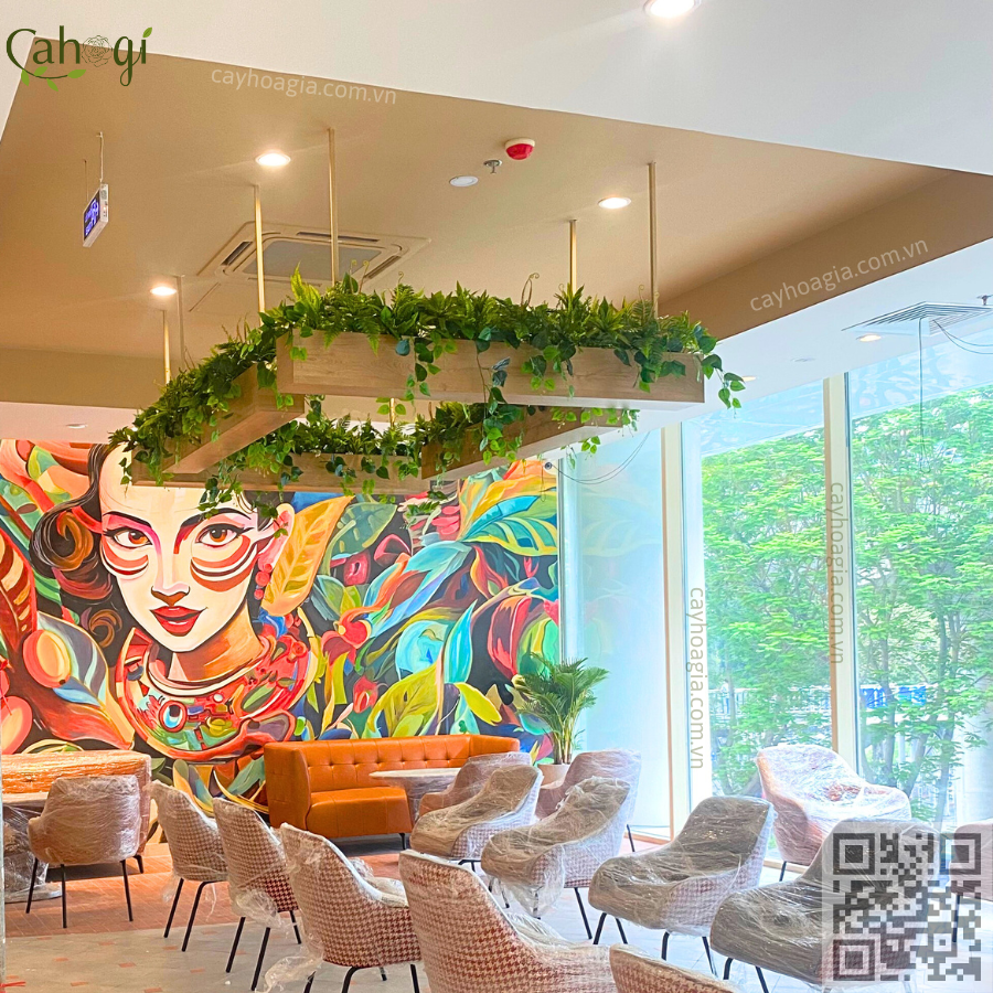 Bồn Cây Giả Treo Trần Trang Trí Quán Cafe 1