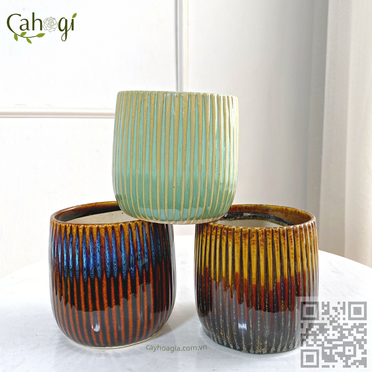 Chậu Men Hỏa Biến Tăm Dáng Cao 1