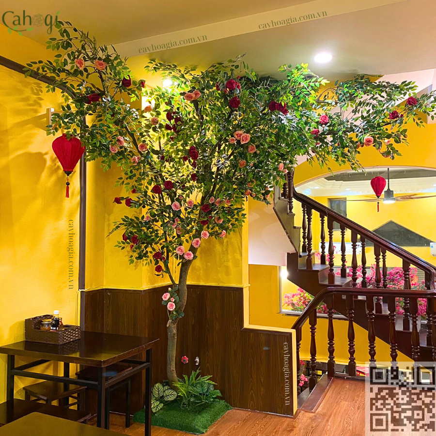 Thi Công Lắp Đặt Cây Hoa Hồng Giả 1