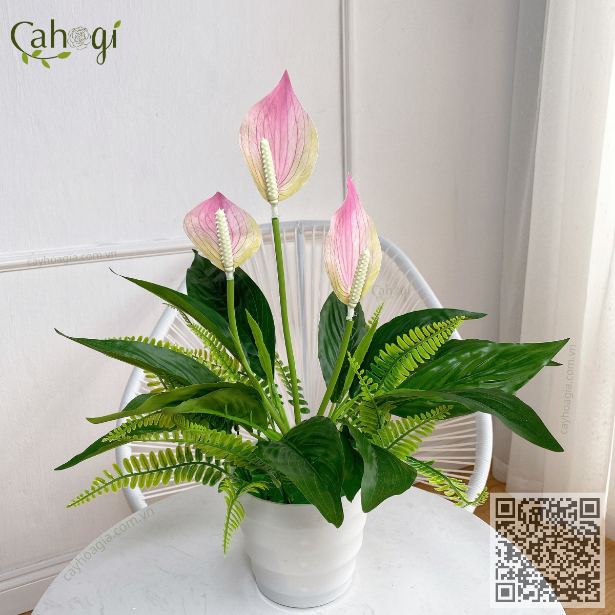 Cây Giả - Cây Lan Ý 3 Hoa