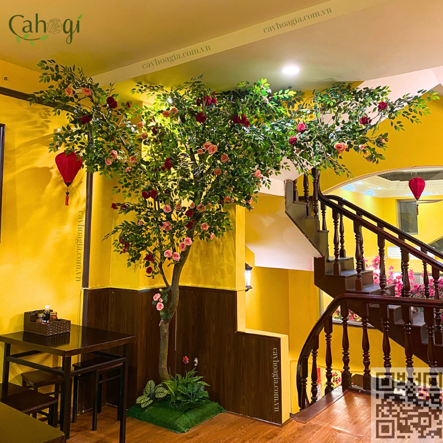 Thi Công Lắp Đặt Cây Hoa Hồng Giả 2