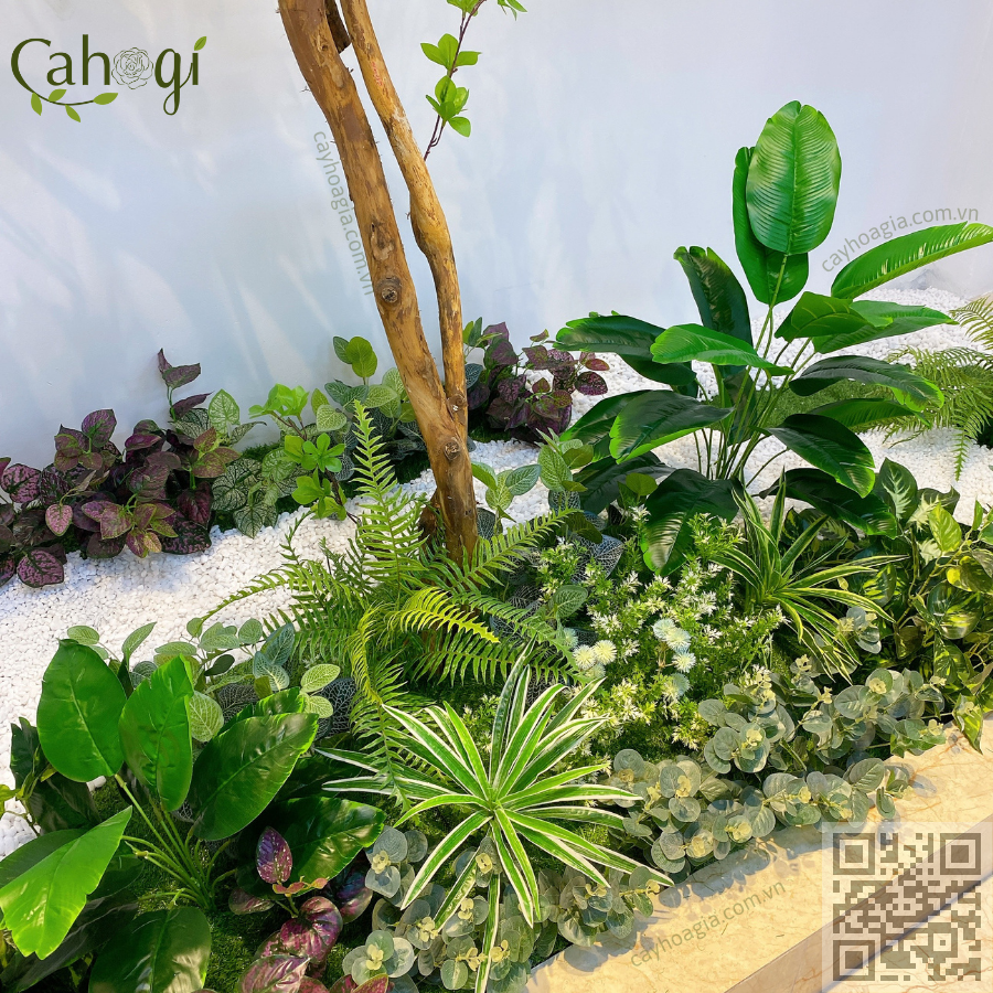 Thi Công Trồng Cây Xanh Giả Khu Vườn Cây Nhân Tạo Giếng Trời