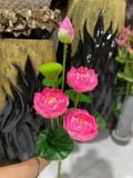 Hoa Sen Giả - 3 Bông 1 Nụ 1 Đài Phủ Nhung 70 Cm