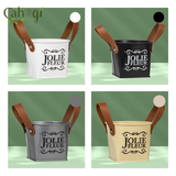 Xô Quai Da JOLIE FLEUR 10X8X7 CM Nhồi Xốp Phủ Cỏ