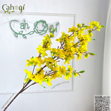 Cành Hoa Mai Giả, Hoa Kép Có Nụ, Ngọn Lá 5 Nhánh 100 Cm