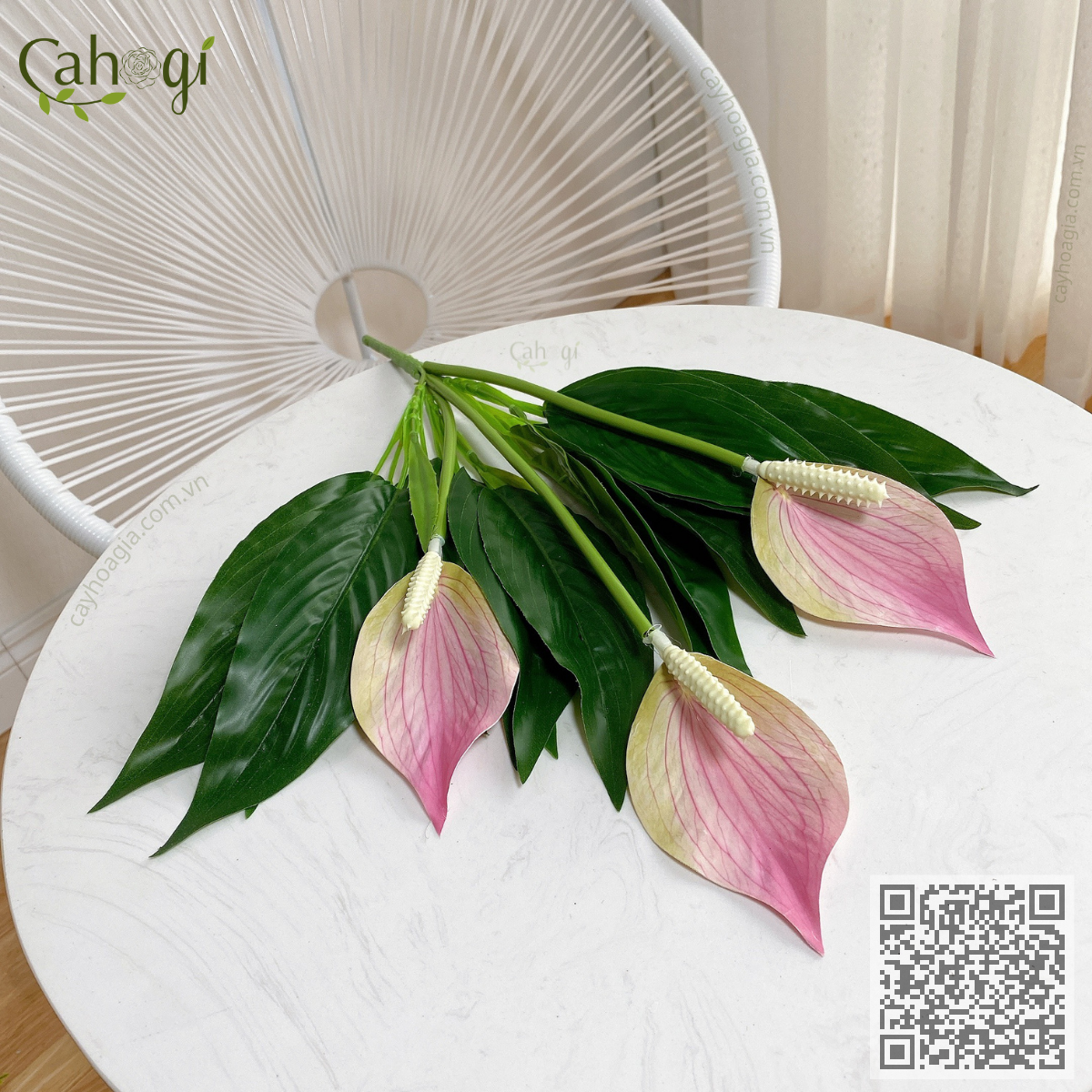 Cây Giả - Cây Lan Ý 3 Hoa