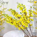Cành Hoa Mai Giả, Hoa Kép Có Nụ, Ngọn Lá 5 Nhánh 100 Cm