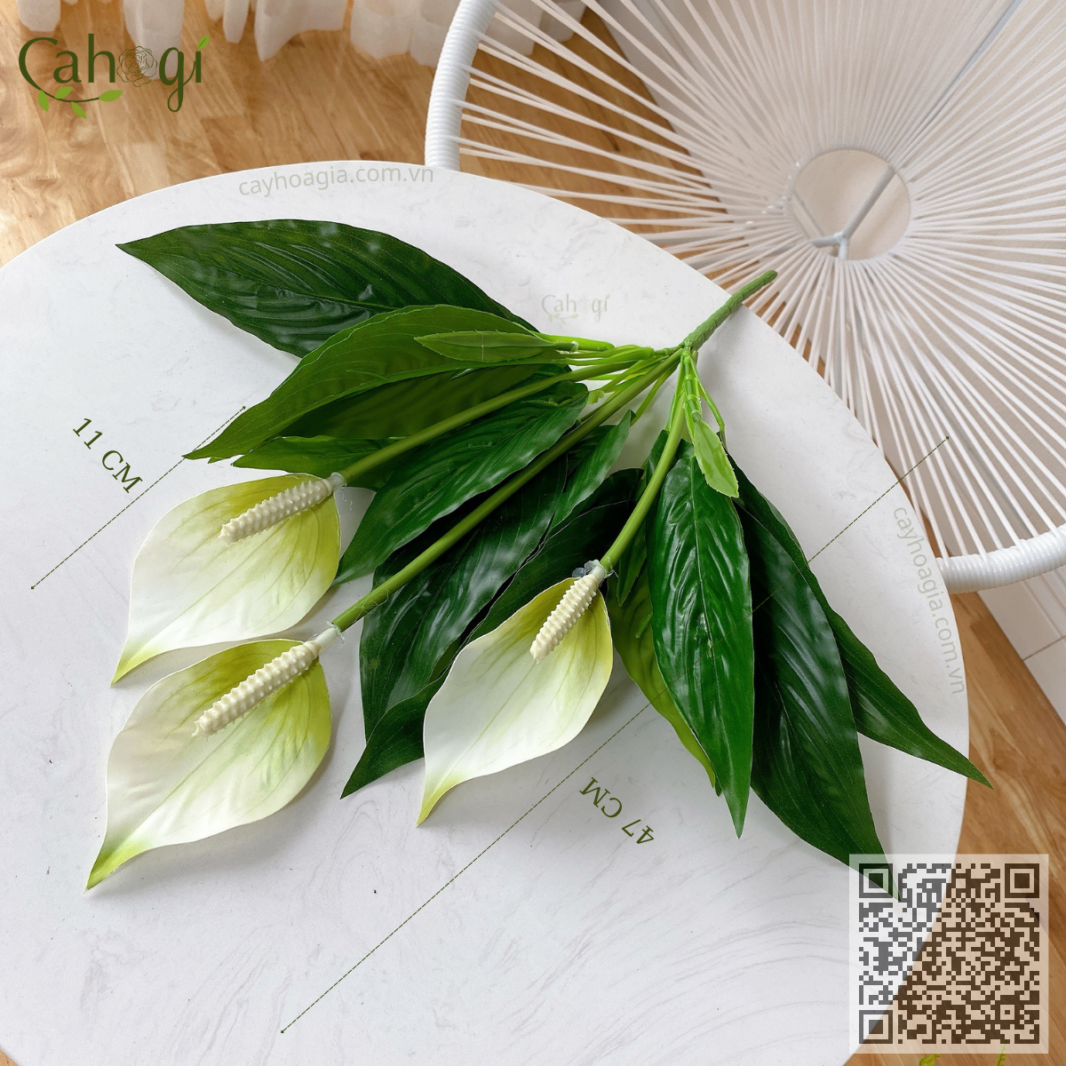 Cây Giả - Cây Lan Ý 3 Hoa