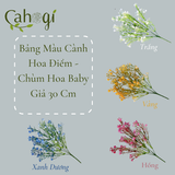 Cành Hoa Điểm - Chùm Hoa Baby Giả 25 Ngọn Lá 30 Cm