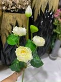 Hoa Sen Giả - 3 Bông 1 Nụ 1 Đài Phủ Nhung 70 Cm