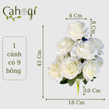 Hoa Giả - Chùm Hồng Vải 9 Bông 45 Cm