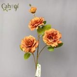 Hoa Giả - Cành Hồng Misaki 3 Bông 2 Nụ 90 Cm