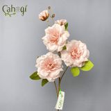 Hoa Giả - Cành Hồng Misaki 3 Bông 2 Nụ 90 Cm