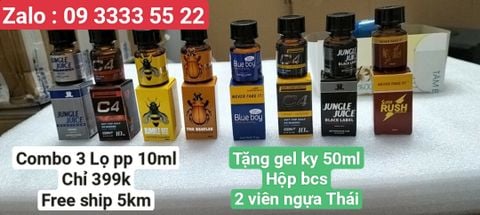  - COMBO 3 LỌ 10ML ( TẶNG KÈM HỘP BCS + 2V NGỰA THÁI + GEL 50ML FREE SHIP 5KM ) 