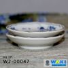 Đĩa hoa men trắng xanh có triện, 12x7.8x1.5cm, W2-00047