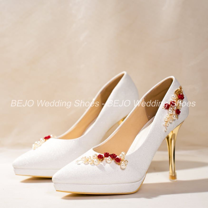 Giày cưới cao cấp Bejo H94.05 Thuyền nụ hoa đỏ 