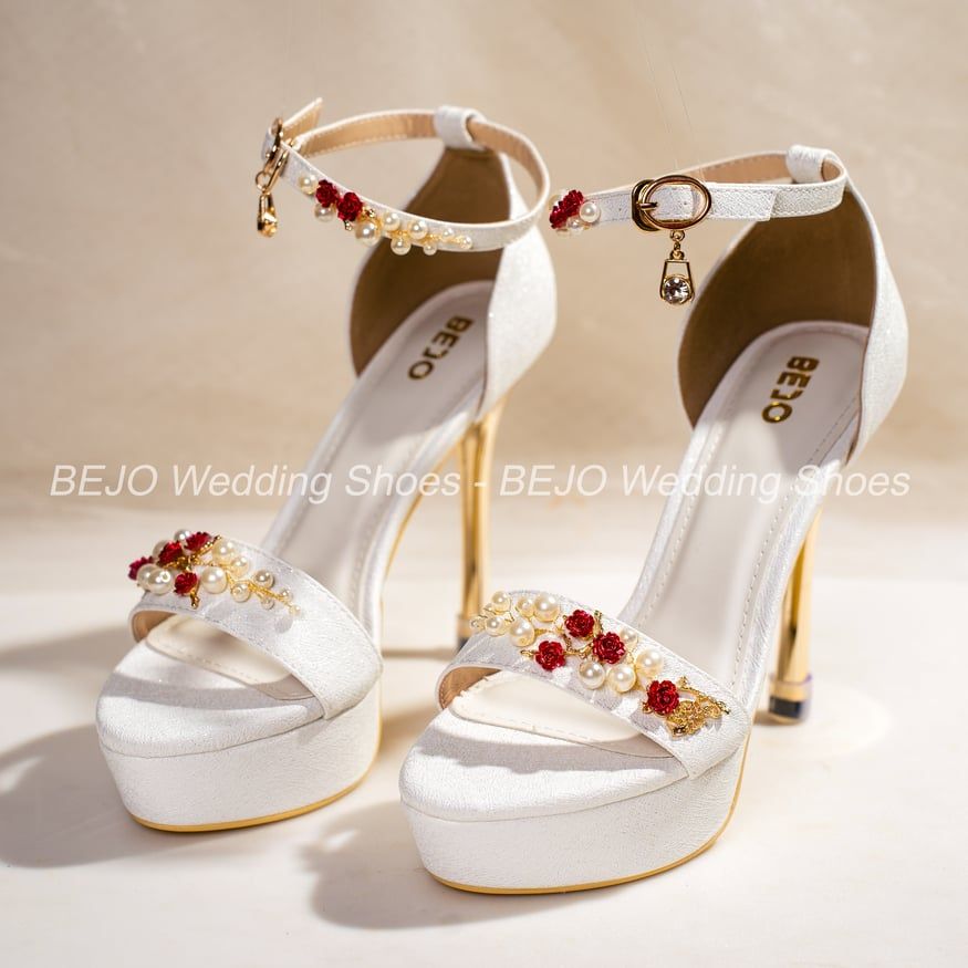  Giày cưới cao cấp Bejo H92.G.05 Nụ hoa đỏ, cành ngọc 