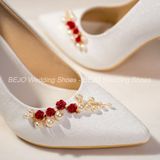  Giày cưới cao cấp Bejo H80.G.03 Nụ hoa đỏ, cành ngọc 