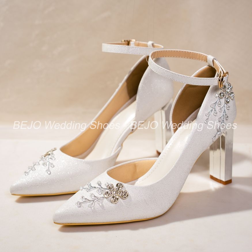  Giày cưới cao cấp Bejo H88.05  Hoa mai, nhánh pha lê 